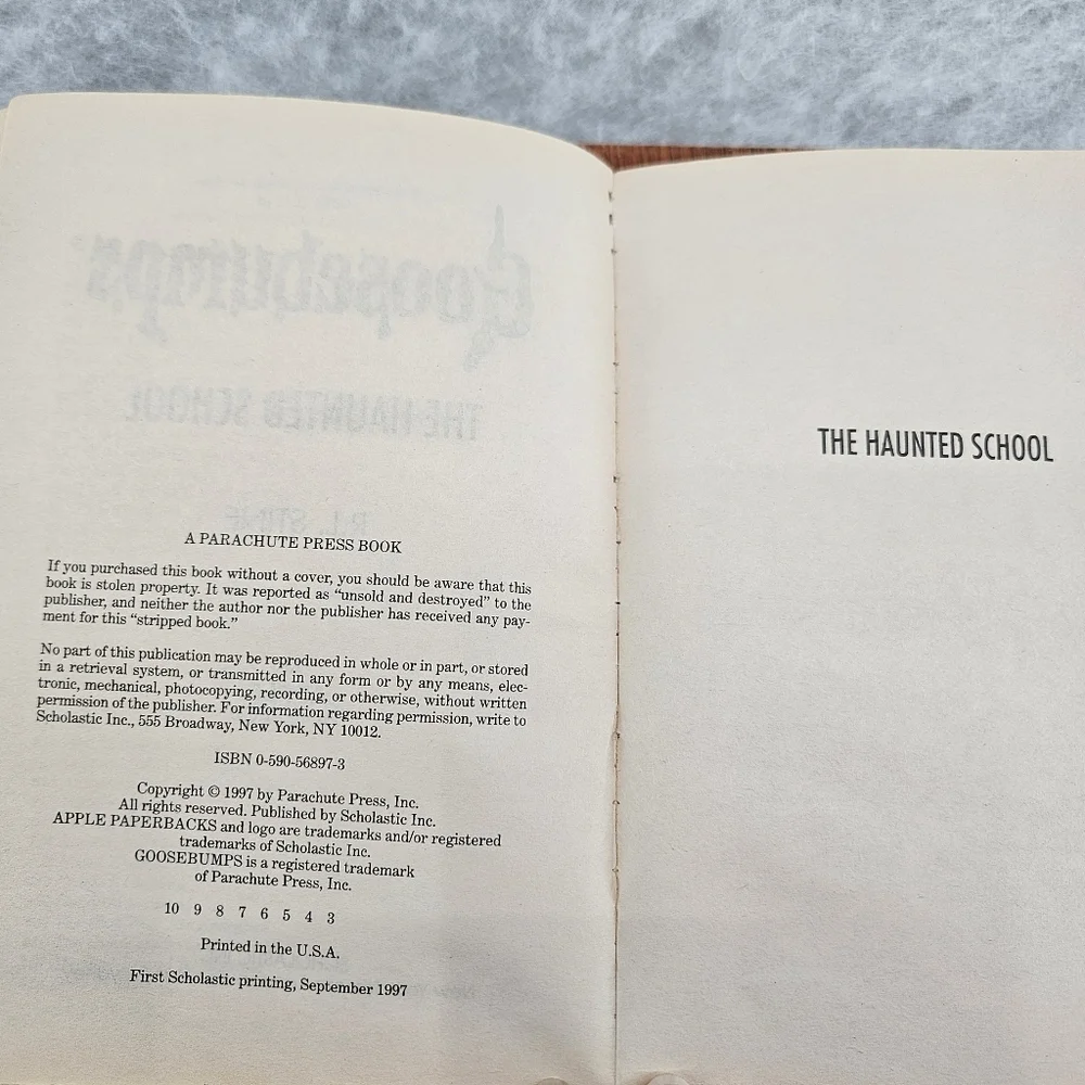 RL Stine Goosebumps #59 The Haunted School, 1997 First Scholastic Printing PB - Picture 5 of 5